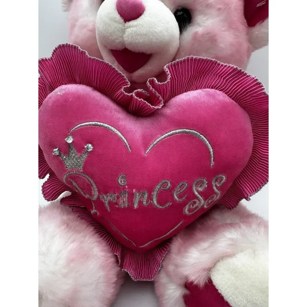 Dan Dee 14” Pink Princess Teddy Bear Plush Stuffed Animal 2007 Heart Pillow